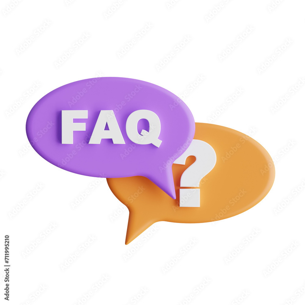 Poster 3d faq model addressing common business inquiries. 3d illustration, 3d element, 3d rendering. 3d vis