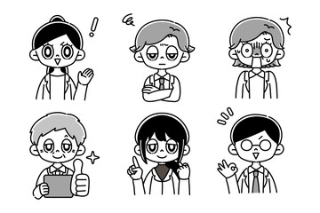 いろんな医者セット　白黒