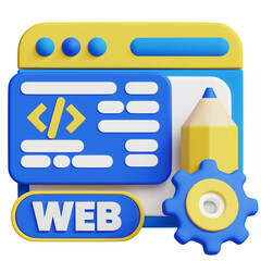 Web Development 3d icon illustration. Great for business, technology, company, websites, apps, education, marketing and promotion. Website Optimization 3d graphics.