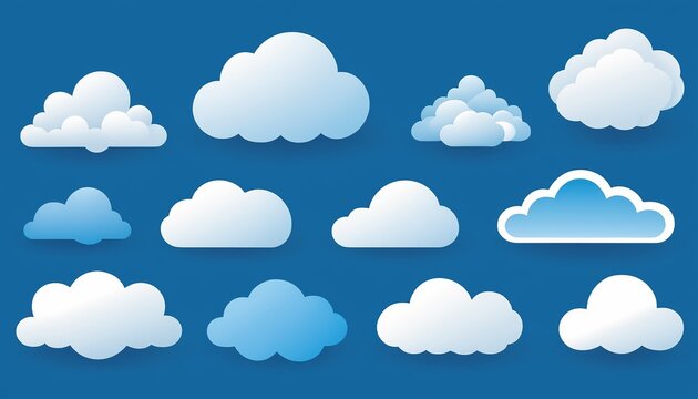 Clouds Illustrator: Vector Design on Blue Background