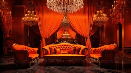 opulent luxury orange background illustration chic stylish, high end, glamorous exclusive opulent luxury orange background - obrazy, fototapety, plakaty