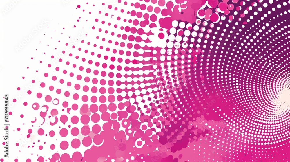 Poster abstract background with circles and halftone dots pattern. pink and white background.
