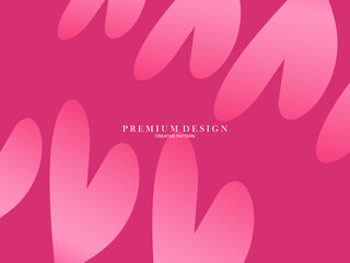 Pink heart background with modern concept. Romantic cute background.