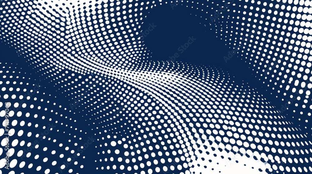 Poster abstract background with circles and halftone dots pattern. navy and white background.