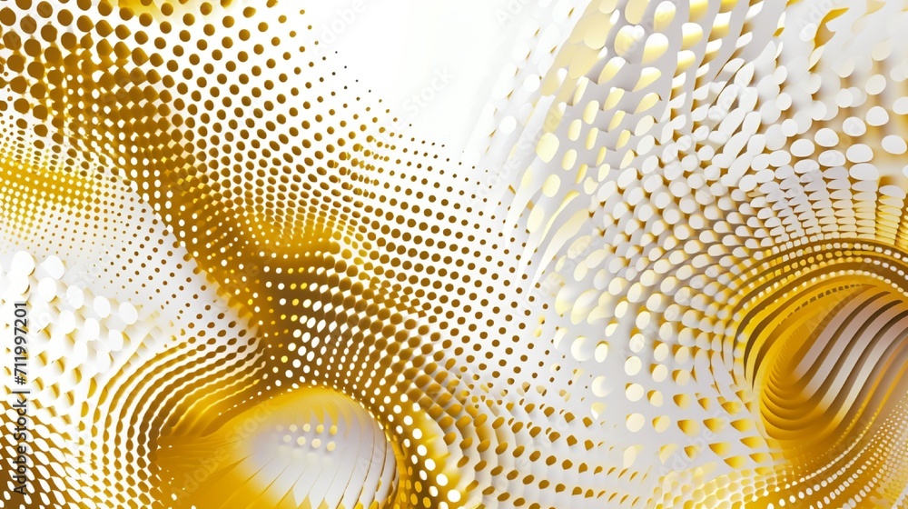 Poster abstract background with circles and halftone dots pattern. gold and white background.