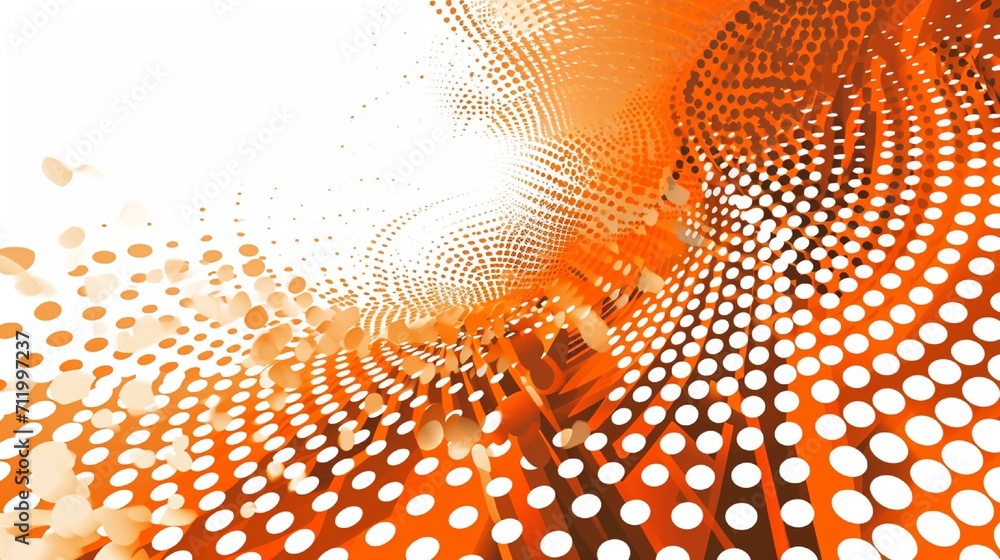 Poster abstract background with circles and halftone dots pattern. orange and white background.