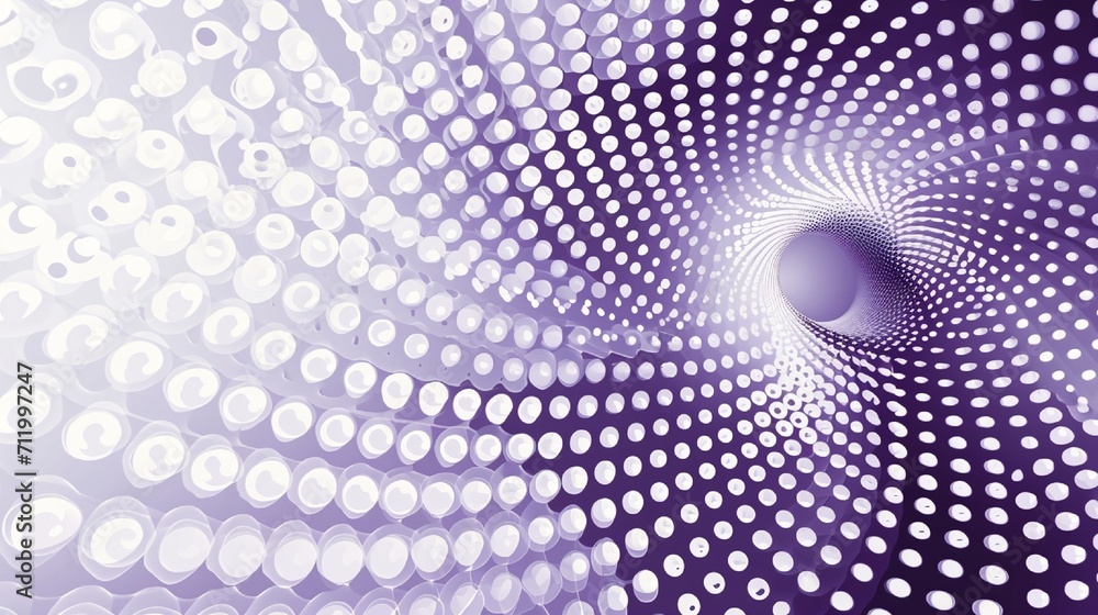 Poster abstract background with circles and halftone dots pattern. purple and white background.
