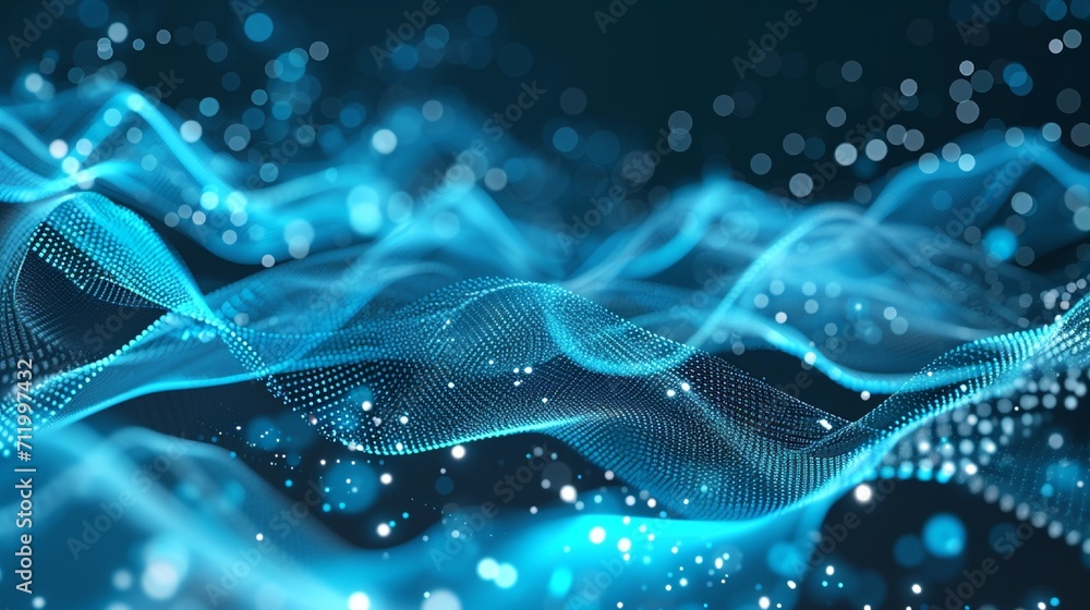 Poster abstract blue background poster with dynamic waves. technology network vector illustration.