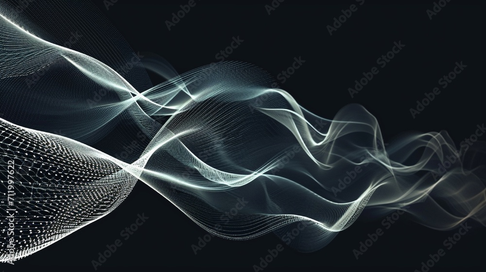 Poster abstract charcoal background poster with dynamic waves. technology network vector illustration.