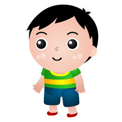 Illustration of a boy in various poses: sick, sick, stomach ache, runny nose