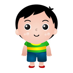 Illustration of a boy in various poses: sick, sick, stomach ache, runny nose