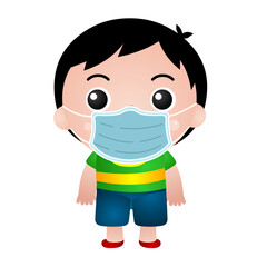 Illustration of a boy in various poses: sick, sick, stomach ache, runny nose