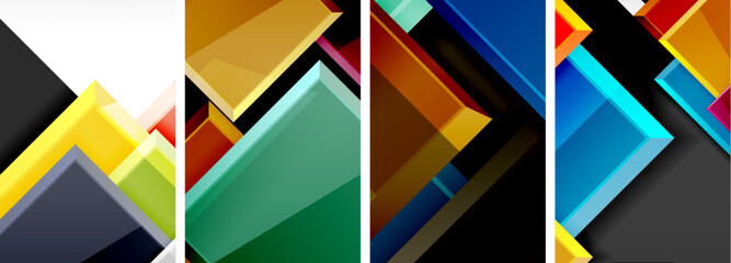 Color glass glossy square composition poster set for wallpaper, business card, cover, poster, banner, brochure, header, website