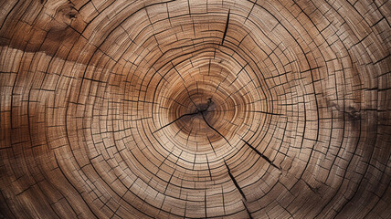 section of the tree trunk with annual rings. - Slice wood. - obrazy, fototapety, plakaty