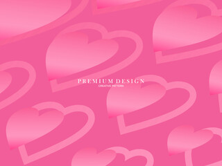 Pink heart background with modern concept. Romantic cute background.
