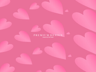 Pink heart background with modern concept. Romantic cute background.