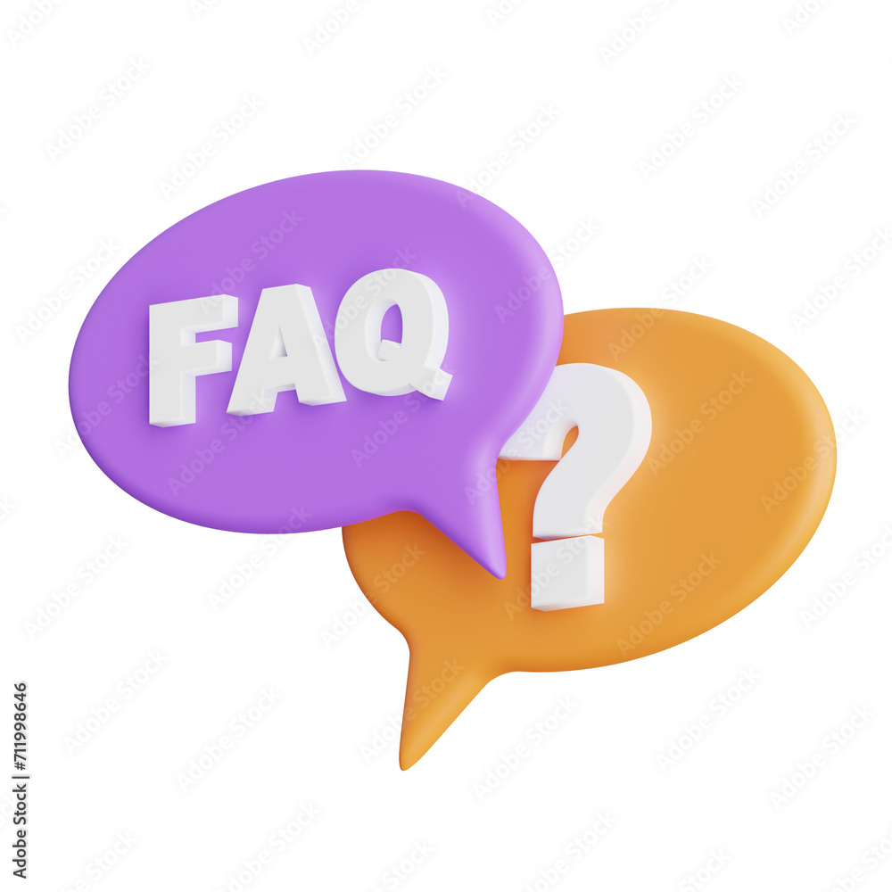 Poster 3d faq model addressing common business inquiries. 3d illustration, 3d element, 3d rendering. 3d vis