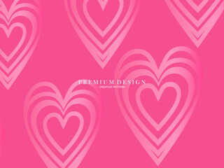 Pink heart background with modern concept. Romantic cute background.