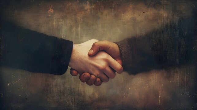 Portrait of shaking hands on textured background, background image, generative AI