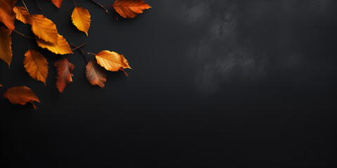 autumn leaves in the night, Autumn black background with falling leaves, A group of orange and brown leaves, Colorful trees nature background, Generative AI
