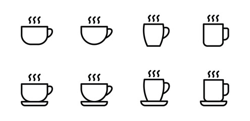 Cup of coffee icon set vector illustration - obrazy, fototapety, plakaty