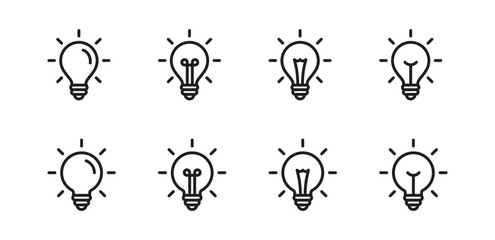 Lightbulb Icon Set. Bulb lamp icon, Lamp icons, Idea light bulb icon vector illustration.