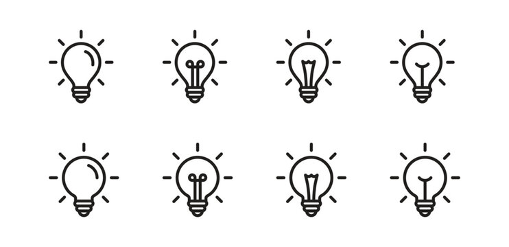 Lightbulb Icon Set. Bulb lamp icon, Lamp icons, Idea light bulb icon vector illustration.