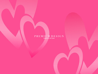 Pink heart background with modern concept. Romantic cute background.