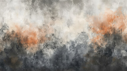 Abstract watercolor background on canvas with a dynamic mix of charcoal grey, antique white and copper