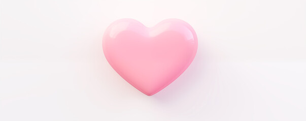 Pink heart on a white background. with copy space. 3d rendering.