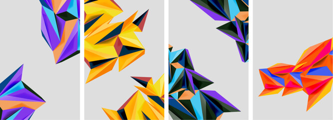 Set of mosaic triangle pattern abstract posters. Vector illustration For Wallpaper, Banner, Background, Card, Book Illustration, landing page