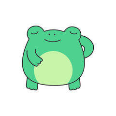 Cute cartoon frog isolated on white background. Vector illustration in flat style.