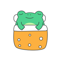 cute frog sleeping. Vector illustration in flat style