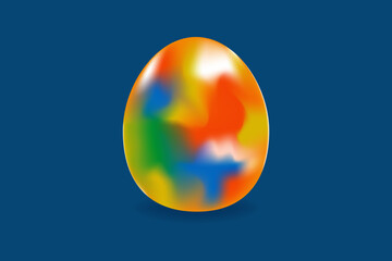 3D vector form of egg in rainbow heat map colors gradient on blue background. Trendy futuristic element perfect for abstract designs, web, print, media