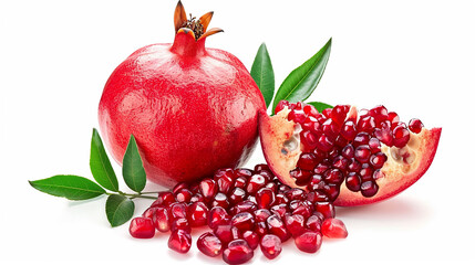 Ripe juicy sweet pomegranate isolated on white background 