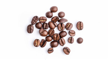 Naklejka premium Roasted aromatic coffee beans on a white background