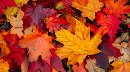 Naklejka na ściany i meble Vibrant autumn maple leaves nature beauty showcased
