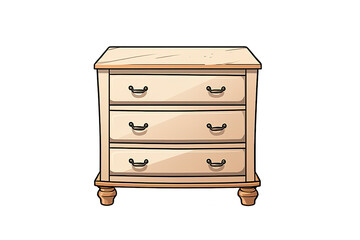 Wooden nightstand furniture with drawers isolated on a Transparent background. Generative AI