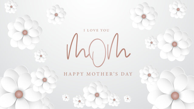 White elegant mothers day background with love balloons vector illlustration. Happy mothers day event poster for greeting design template and mother's day celebration