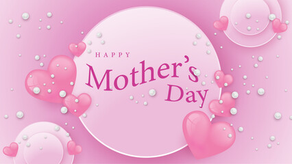 Pink and white vector beautiful and simple style background for mother's day celebration. Happy mothers day event poster for greeting design template and mother's day celebration