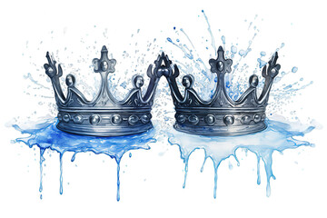 A crown, a symbol of power. Polygonal construction of lines and points isolated on a Transparent background. Generative AI