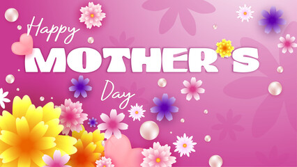 Colorful colourful vector happy mother's day background design with heart. Happy mothers day event poster for greeting design template and mother's day celebration