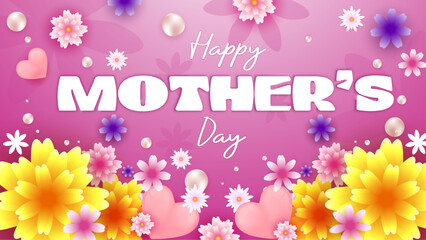 Colorful colourful vector beautiful happy mother's day with love and heart background. Happy mothers day event poster for greeting design template and mother's day celebration