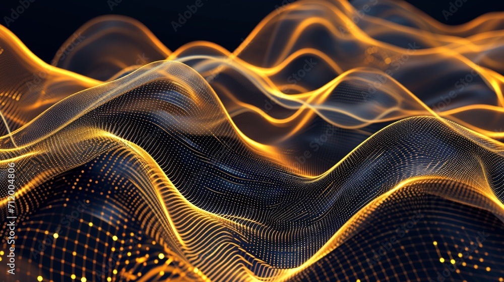 Aufkleber abstract gold background poster with dynamic waves. technology network vector illustration.