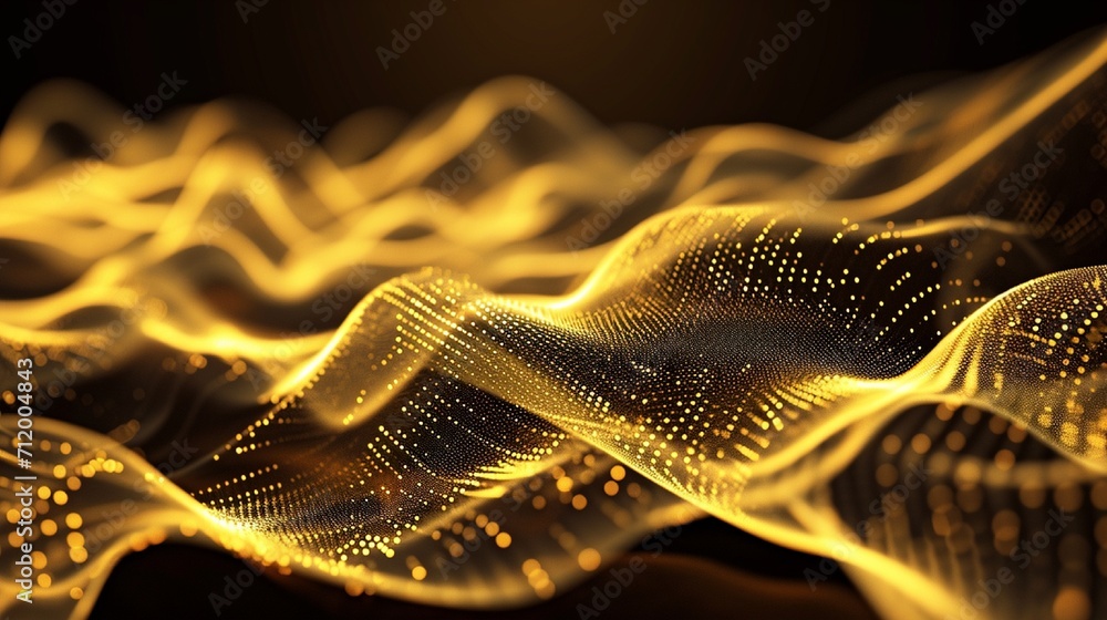 Poster abstract gold background poster with dynamic waves. technology network vector illustration.