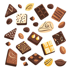 色んなチョコレートのベクターイラスト、バレンタイン