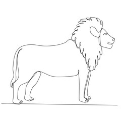 Lion one continuous line art drawing vector illustration