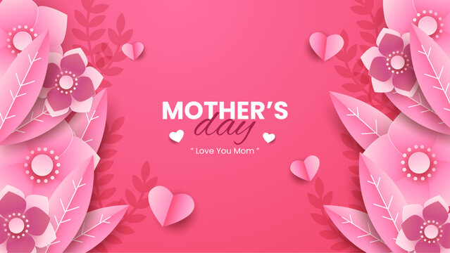 Pink red and white vector beautiful and simple style background for mother's day celebration. Happy mothers day event poster for greeting design template and mother's day celebration