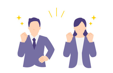 ガッツポーズをして喜ぶビジネスパーソンのイラスト