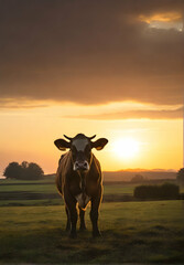 heart broken cow in the farm